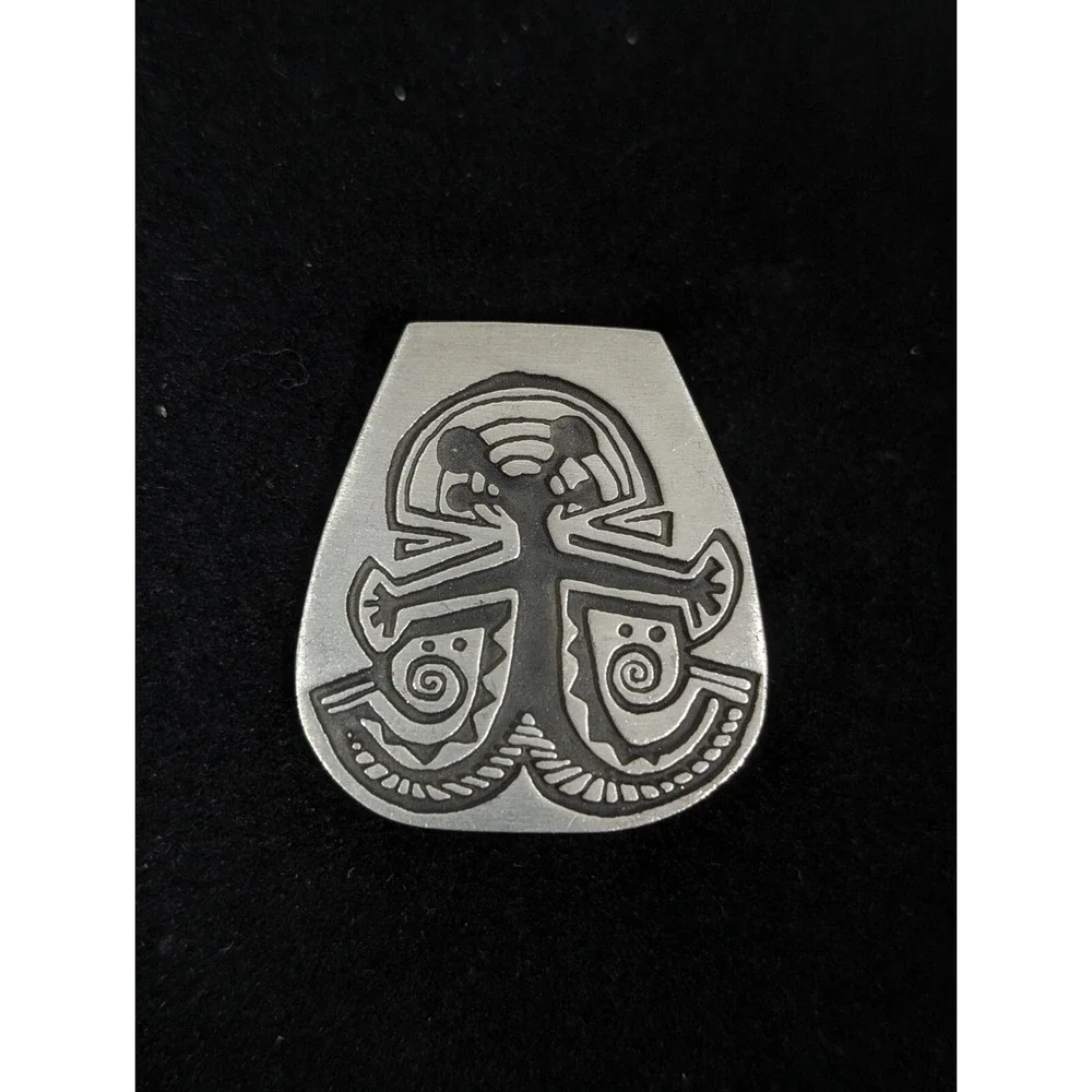 Vintage‎ Urban Fetishes Pewter Tribal Southwestern Statement Pin Brooch